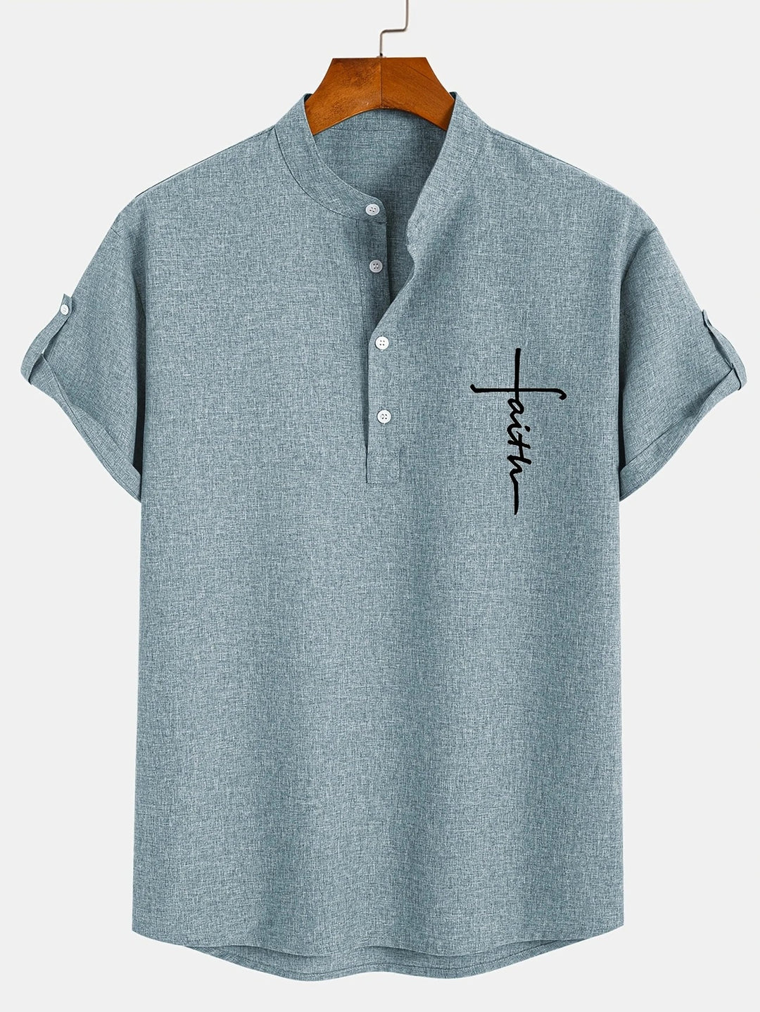 Elliott – Camisa Elegante de Manga Corta con Cuello Alto