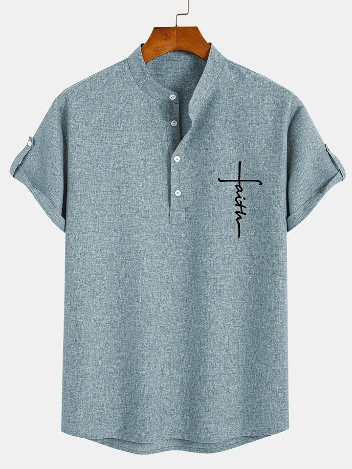 Elliott – Camisa Elegante de Manga Corta con Cuello Alto