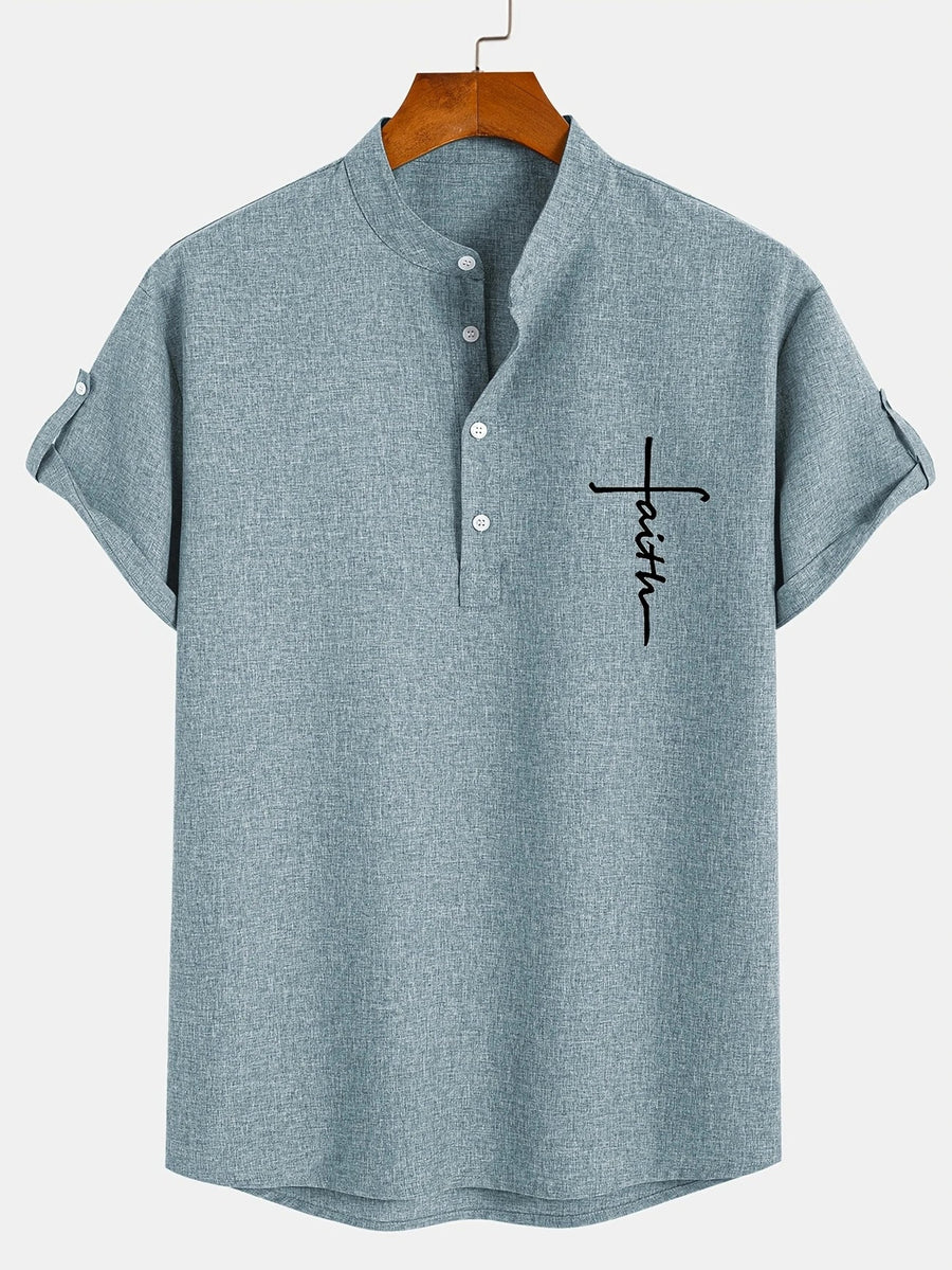 Elliott – Camisa Elegante de Manga Corta con Cuello Alto