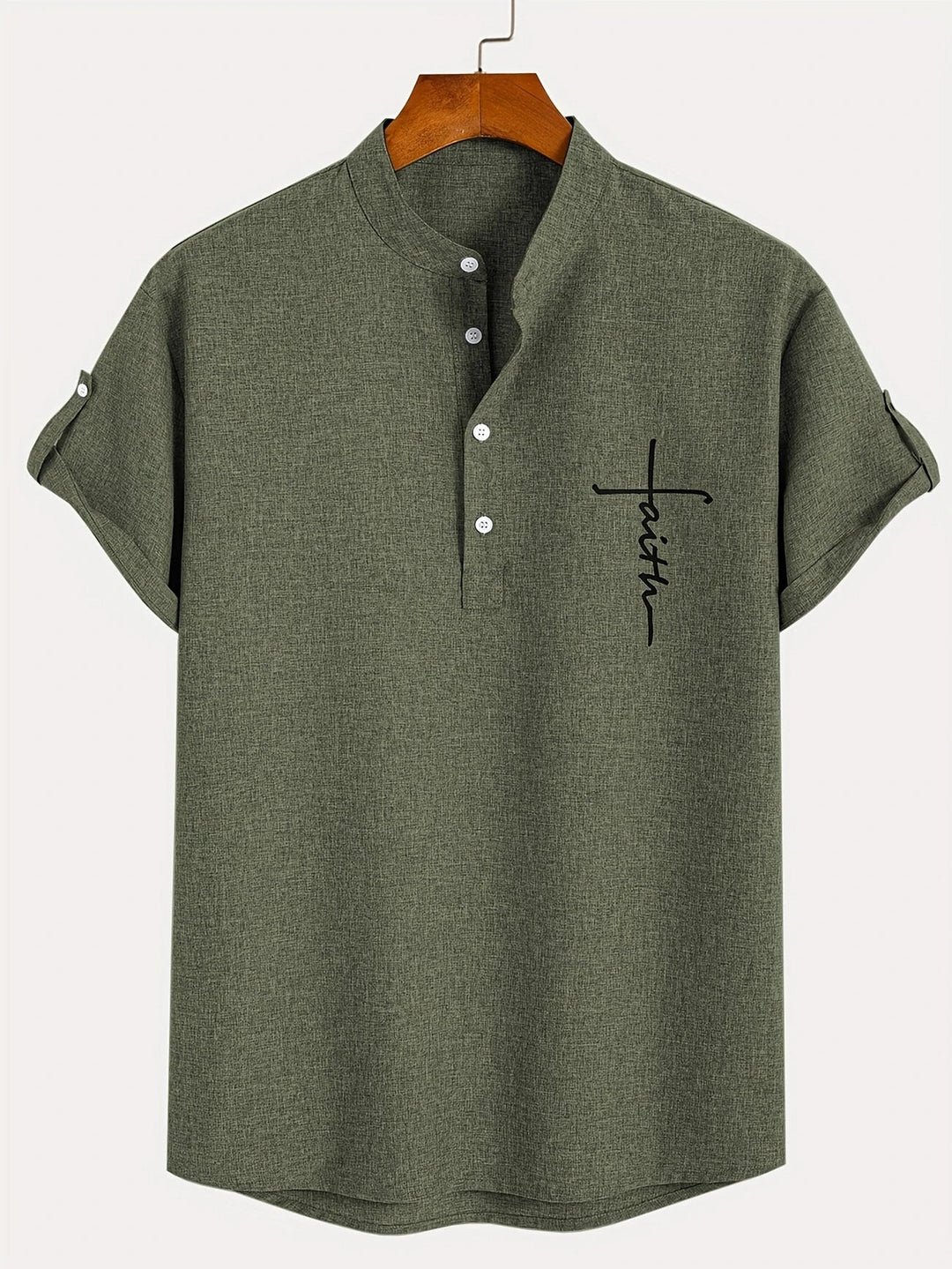 Elliott – Camisa Elegante de Manga Corta con Cuello Alto