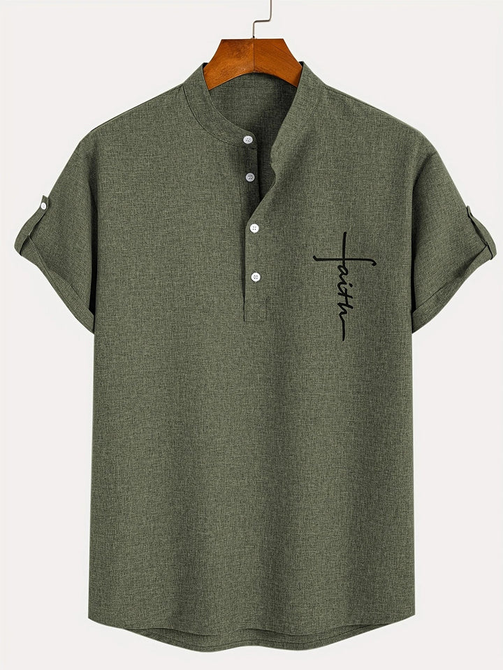 Elliott – Camisa Elegante de Manga Corta con Cuello Alto