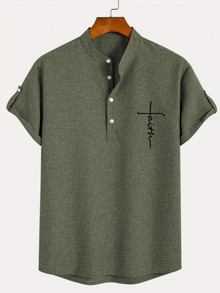 Elliott – Camisa Elegante de Manga Corta con Cuello Alto