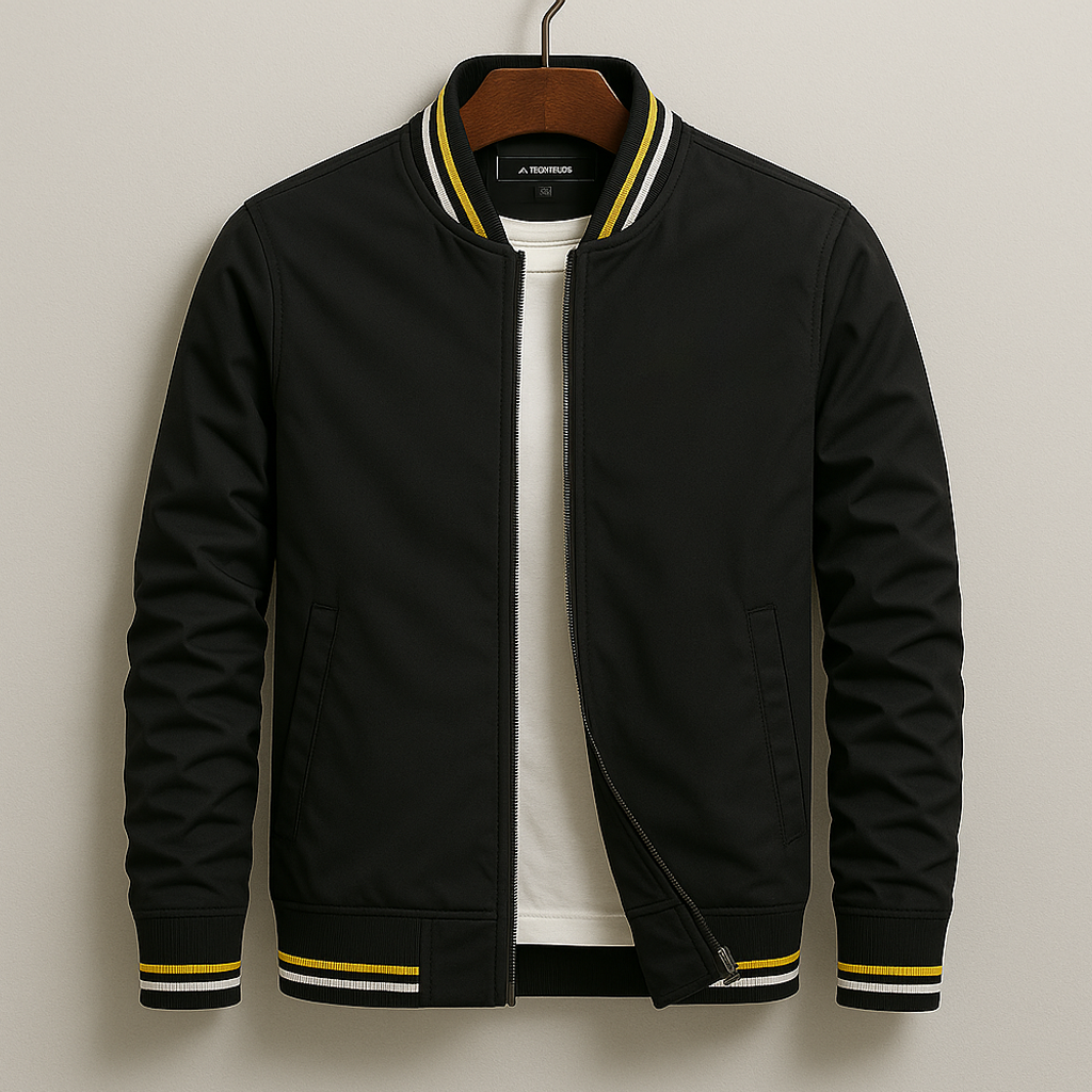 Chaqueta Bomber de Hombre con Cremallera y Cuello de Canalé y Bolsillos Frontales