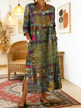 Ana&José™ | Vestido Denim con Patchwork Étnico
