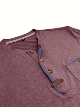 Saxon - Elegante Camiseta de Cuello Redondo con Bolsillo