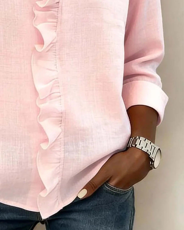 Ana&José | BLUSA CON CUELLO DE VOLANTES EN V PARA MUJER