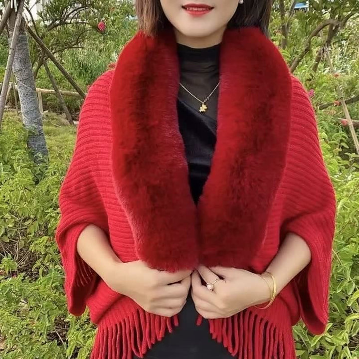 Livia - Bufanda amplia con cuello efecto pelo