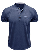 Saxon - Elegante Camiseta de Cuello Redondo con Bolsillo