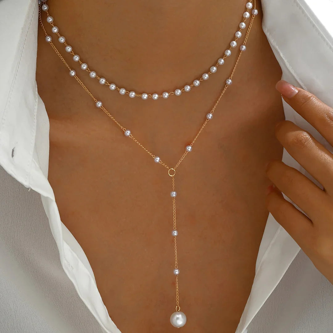 Mylah - Collar con perlas en capas