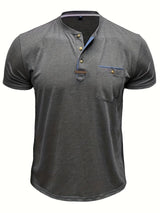Saxon - Elegante Camiseta de Cuello Redondo con Bolsillo