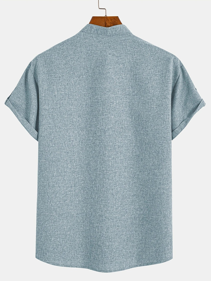 Elliott – Camisa Elegante de Manga Corta con Cuello Alto