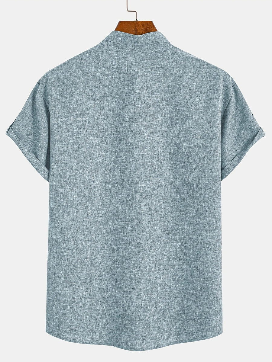 Elliott – Camisa Elegante de Manga Corta con Cuello Alto