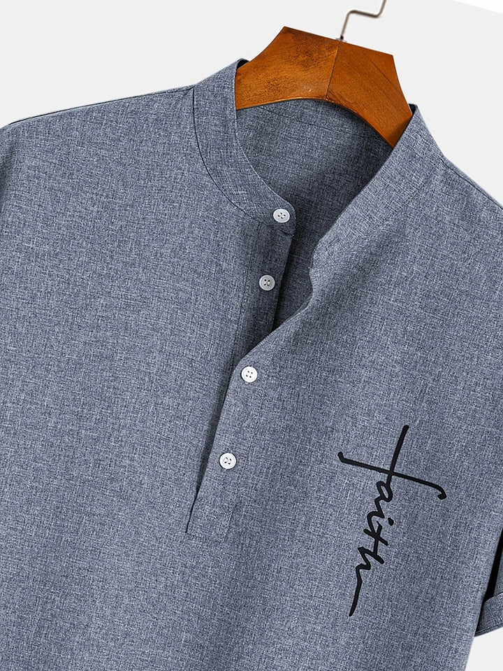 Elliott – Camisa Elegante de Manga Corta con Cuello Alto