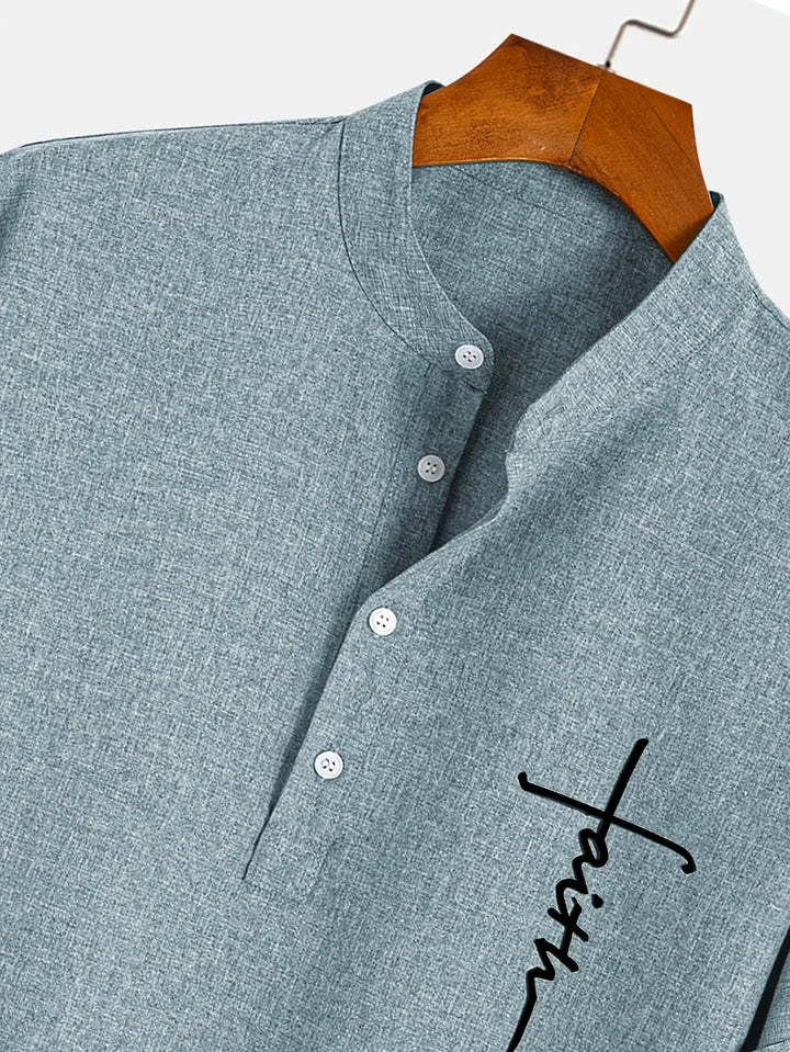 Elliott – Camisa Elegante de Manga Corta con Cuello Alto