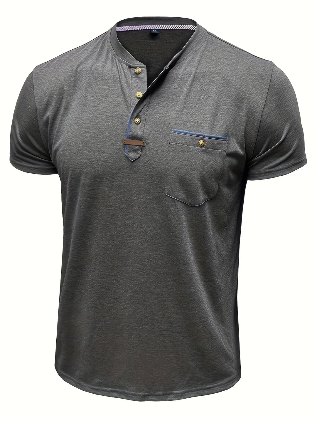 Saxon - Elegante Camiseta de Cuello Redondo con Bolsillo