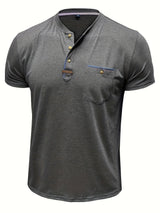 Saxon - Elegante Camiseta de Cuello Redondo con Bolsillo
