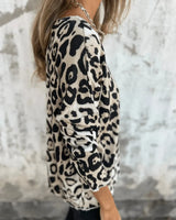 Elvira - Blusa casual con estampado de leopardo
