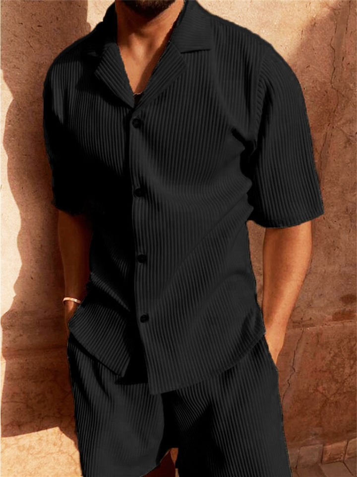 Conjunto de Camisa y Pantalones Cortos Relajados para Hombres