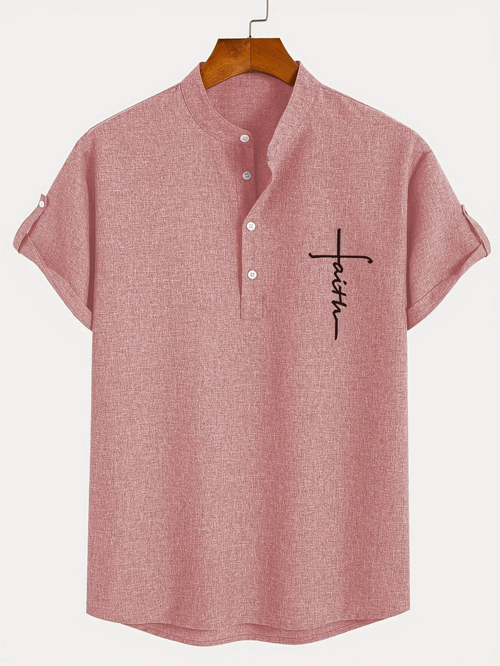Elliott – Camisa Elegante de Manga Corta con Cuello Alto