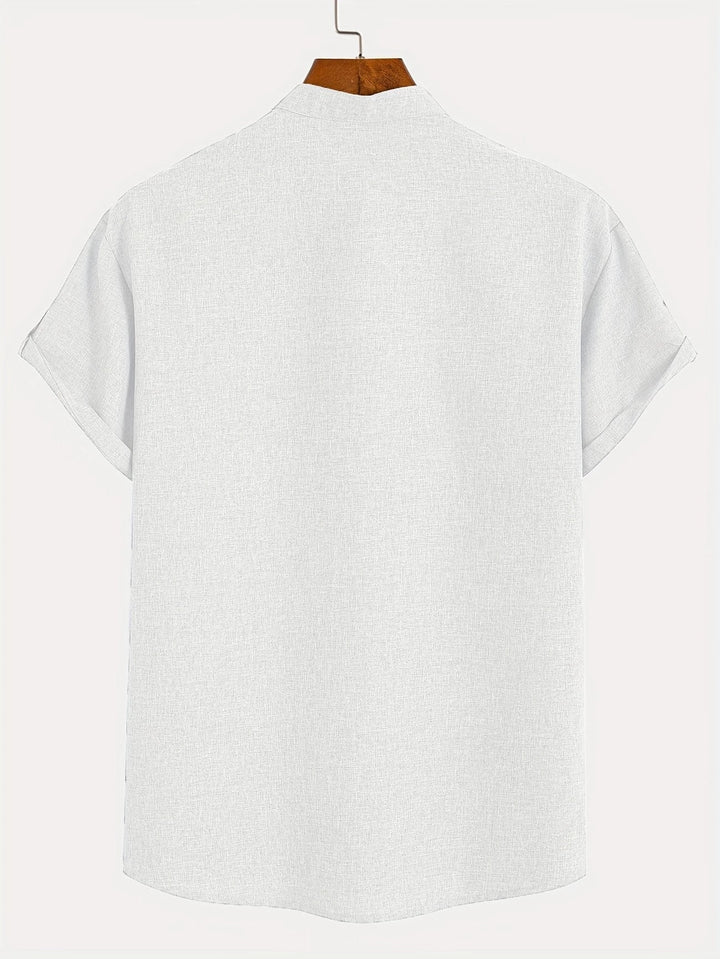 Elliott – Camisa Elegante de Manga Corta con Cuello Alto