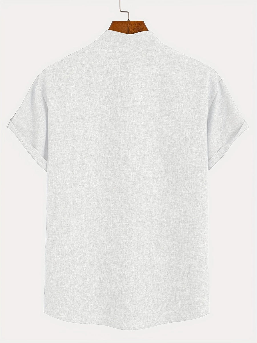 Elliott – Camisa Elegante de Manga Corta con Cuello Alto