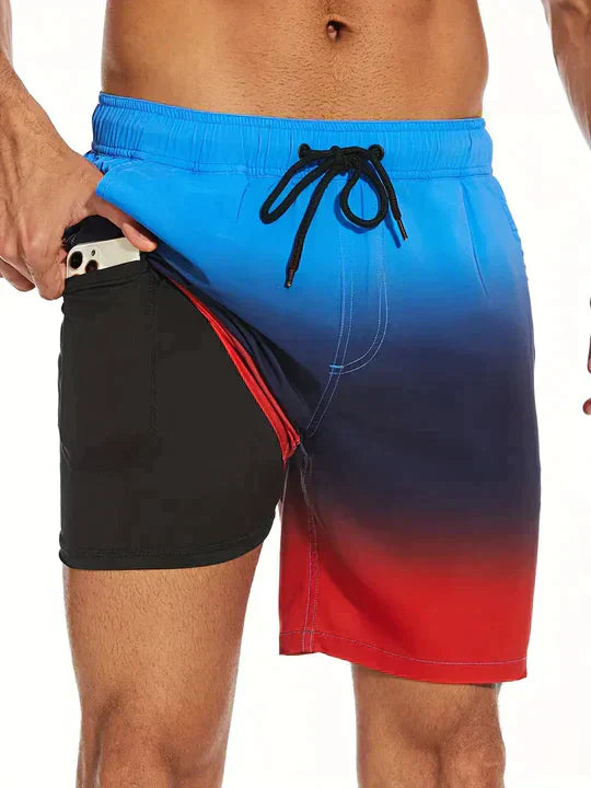 Shorts de baño de secado rápido con compresión interna para hombres