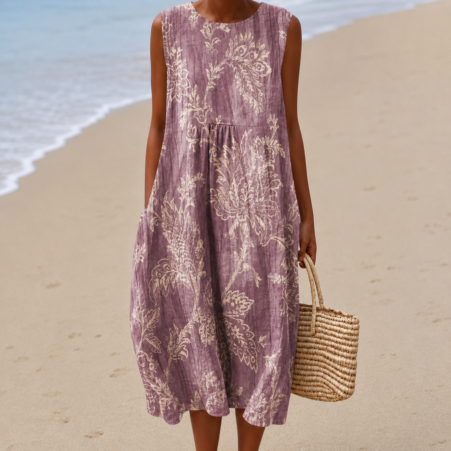 Ana&José™ | Vestido Midi Livia™ Floral Ligero Camuflaje de Barriga
