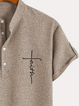 Elliott – Camisa Elegante de Manga Corta con Cuello Alto