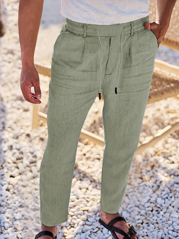 NICHOLS | PANTALONES LARGOS DE LINO CON CORDÓN