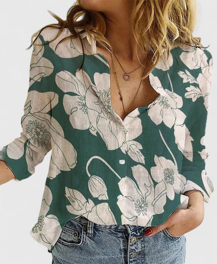 Ana&José™ | Camisa de lino con botones y cuello solapa para mujer