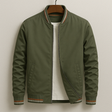 Chaqueta Bomber de Hombre con Cremallera y Cuello de Canalé y Bolsillos Frontales