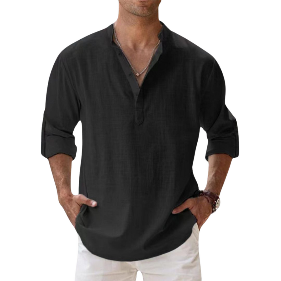 Ana&José | Camisa Henley de algodón con efecto lino