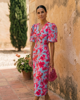 Ana&José™ | Vestido Midi Estampado con Mangas Abullonadas