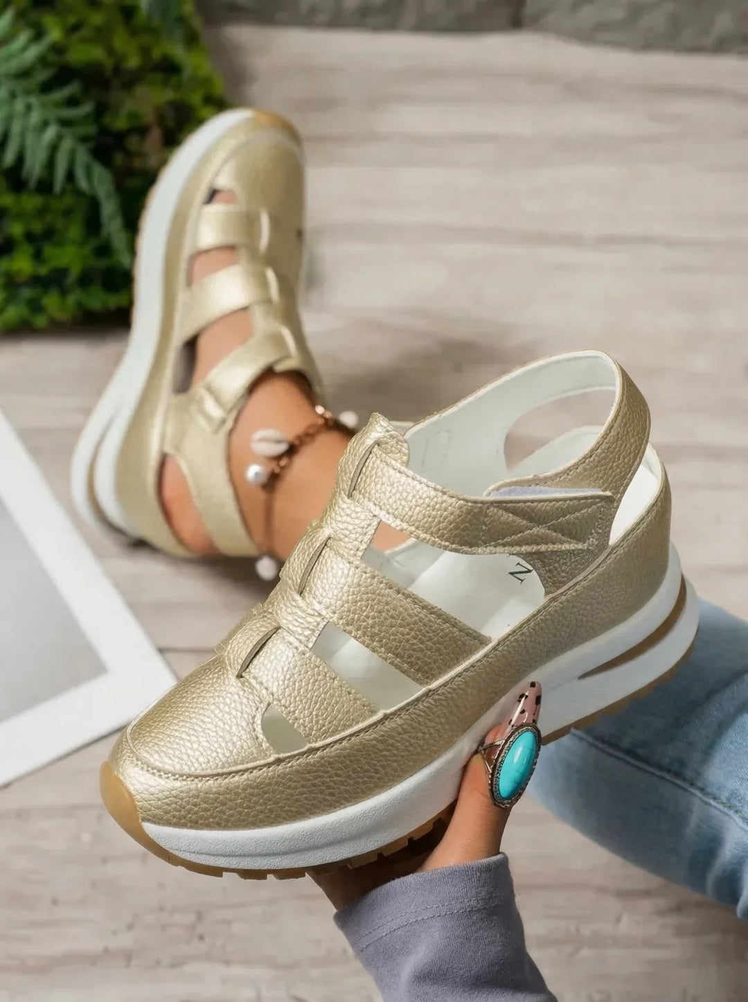 Duna - Sandalias de cuña cómodas para mujer