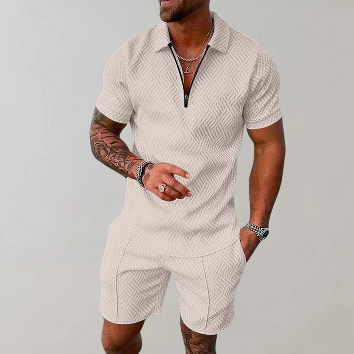 Conjunto de Camisa Polo y Pantalones Cortos Elegante y Casual para Hombres
