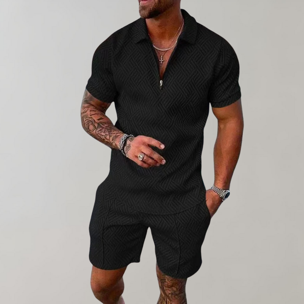 Conjunto de Camisa Polo y Pantalones Cortos Elegante y Casual para Hombres