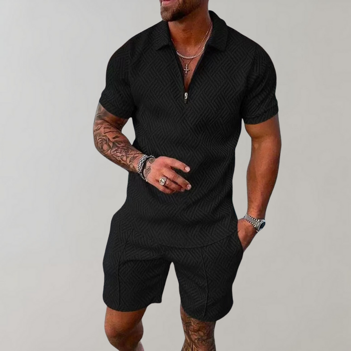 Conjunto de Camisa Polo y Pantalones Cortos Elegante y Casual para Hombres