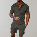 Conjunto de Camisa Polo y Pantalones Cortos Elegante y Casual para Hombres