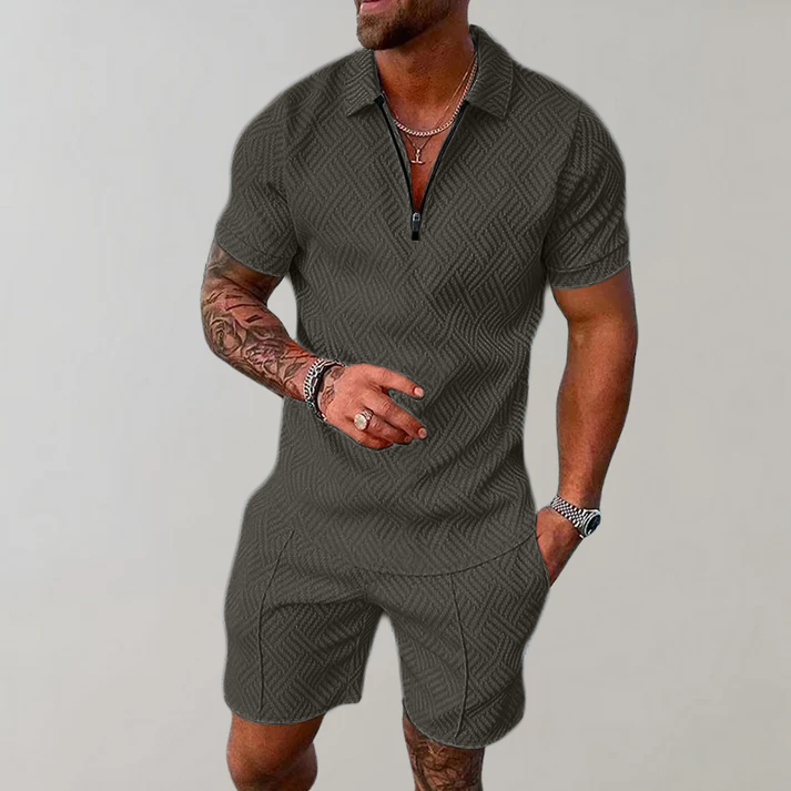 Conjunto de Camisa Polo y Pantalones Cortos Elegante y Casual para Hombres
