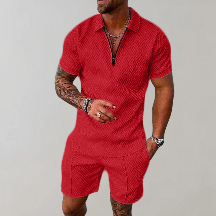 Conjunto de Camisa Polo y Pantalones Cortos Elegante y Casual para Hombres