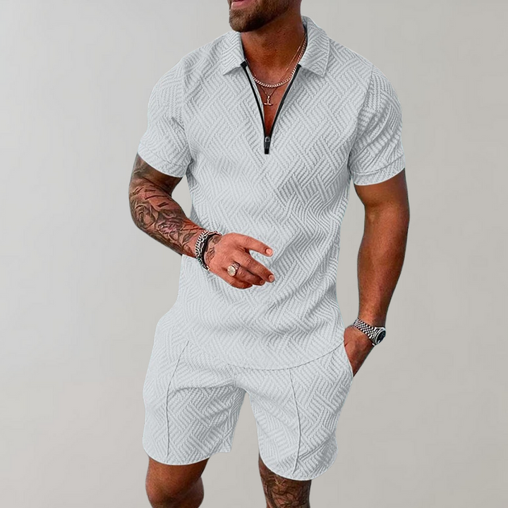 Conjunto de Camisa Polo y Pantalones Cortos Elegante y Casual para Hombres