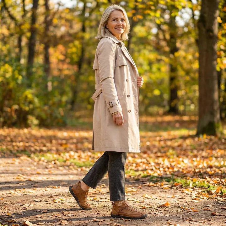 Gisela - Zapatillas ortopédicas cómodas de efecto piel