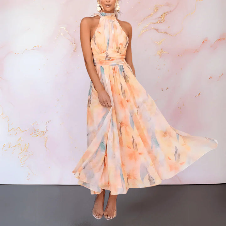 ESTHER - VESTIDO DE CUELLO CON ESTAMPADO DE ACUARELA