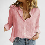 Ana&José™ | Camisa de lino con botones y cuello solapa para mujer
