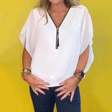 Paloma - Blusa informal con cremallera para mujer
