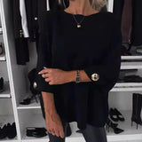 Greta - Blusa clásica de punto liso con manga tres cuartos