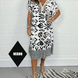 Celia™ Vestido Corto de Punto con Flecos