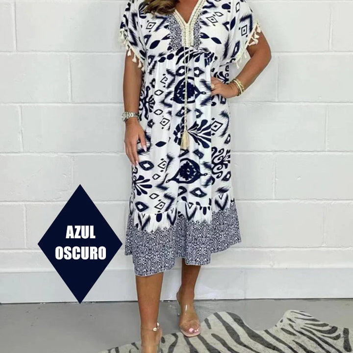 Celia™ Vestido Corto de Punto con Flecos