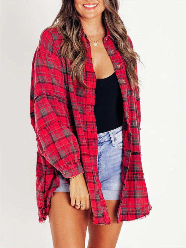 Eva - Sobrecamisa de cuadros estilo relajado