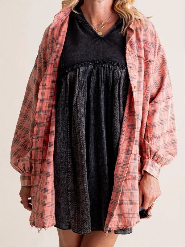 Eva - Sobrecamisa de cuadros estilo relajado